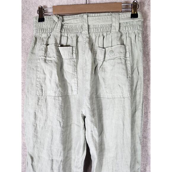 TAHARI Light Green 100% Linen High-Rise Loose Fitting Jogger Pants SZ L - Picture 4 of 8